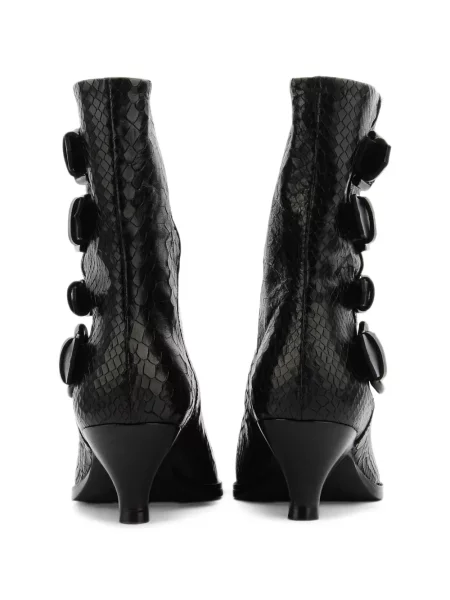 Боти до глезена Elena Iachi с принт с катарама със змийски принт черно
