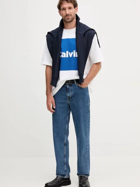 Calvin Klein Jeans t-shirt z nadrukiem biały