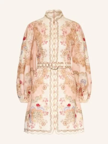 Zimmermann Sukienka Lniana Daylight Z Błyszczącą Nicią beige beżowa