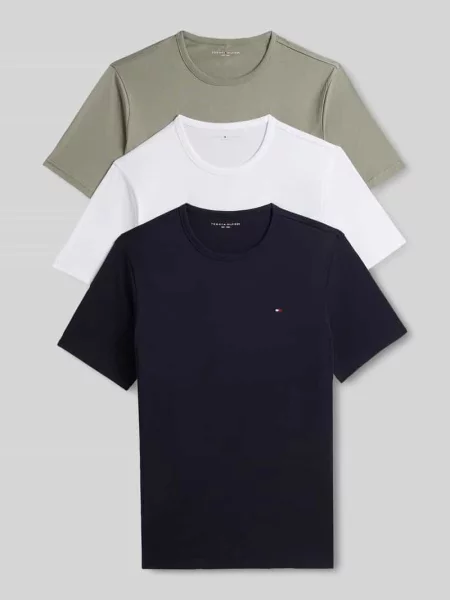 T-shirt o kroju regular fit z czystej bawełny w zestaw 3 szt. Tommy Hilfiger biała