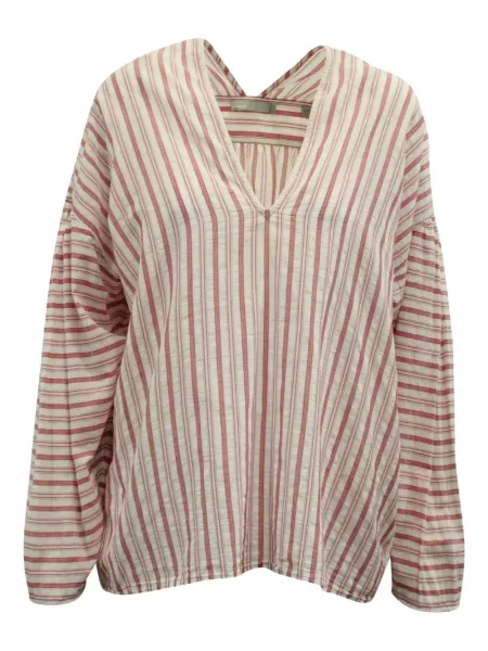 Bluză Vince cu dungi cu decolteu în V alb