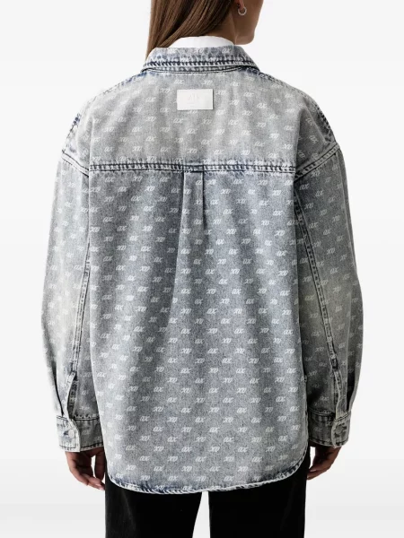 Cămașă de blugi Armani Exchange cu imagine albastru