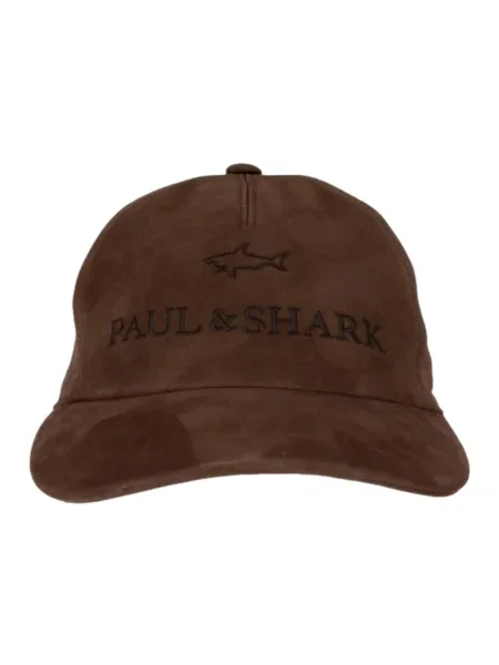 Czapka z daszkiem Paul & Shark skórzana brązowa