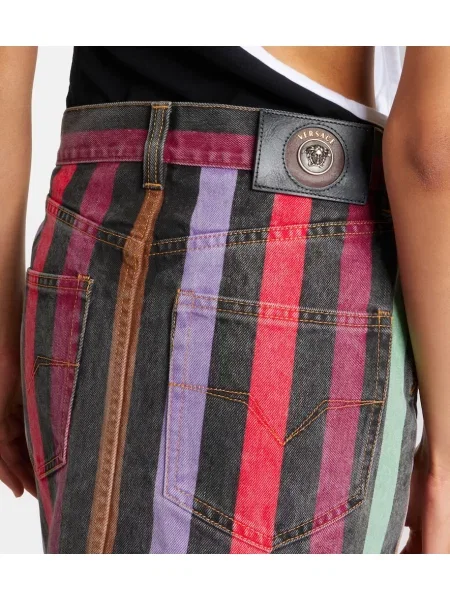 Fustă din denim Versace cu dungi