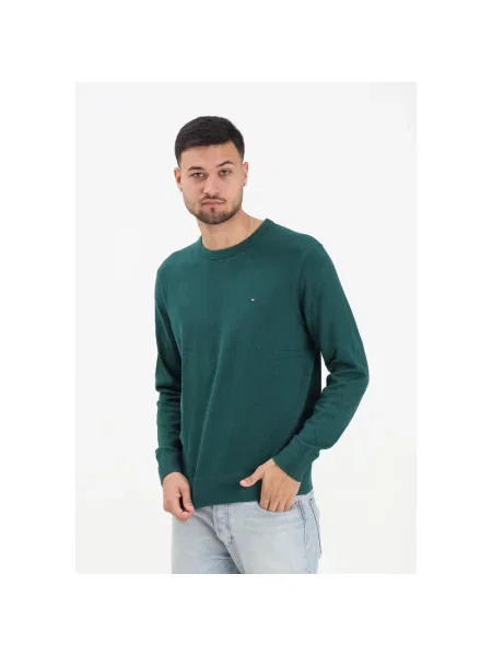 Sweter Tommy Hilfiger z kaszmiru z okrągłym dekoltem zielony