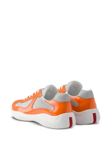 Sneakerși Prada din piele de lac portocaliu