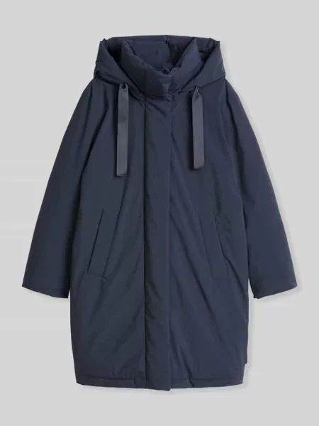Parka o kroju relaxed fit z kołnierzem z kapturem Marc O'polo granatowa