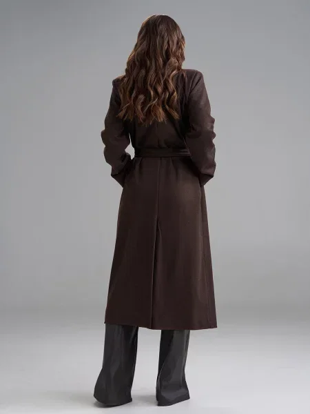 Пальто ISSA Plus темно-коричневий кашемір коричневе