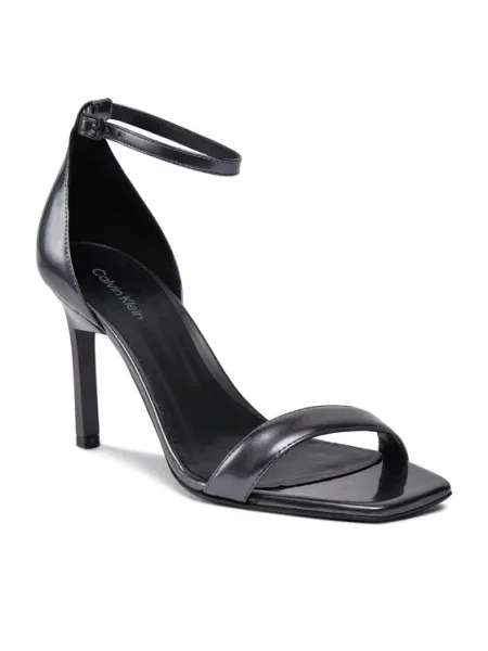 Кожени сандали Calvin Klein GEO STIL SQUARE SANDAL сиво черно
