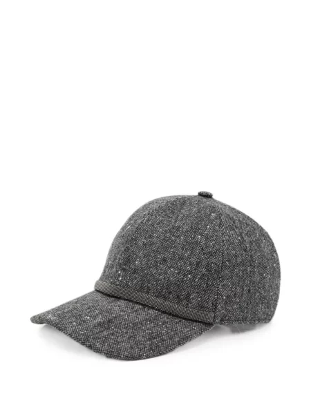 Șapcă Brunello Cucinelli din tweed gri