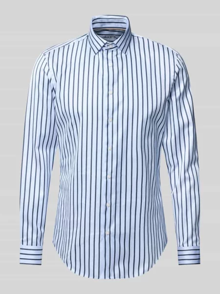 Koszula biznesowa o kroju slim fit z czystej bawełny Jake*s granatowa