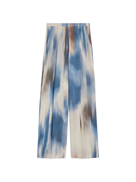 Spodnie palazzo Momoni z nadrukiem plisowany niebieski