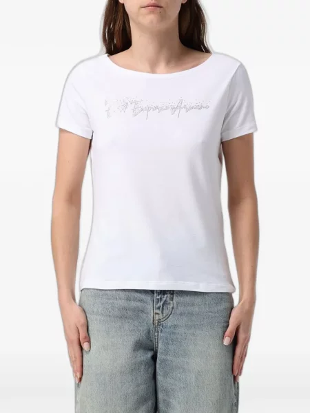 Tricou Ea7 Emporio Armani cu paiete alb