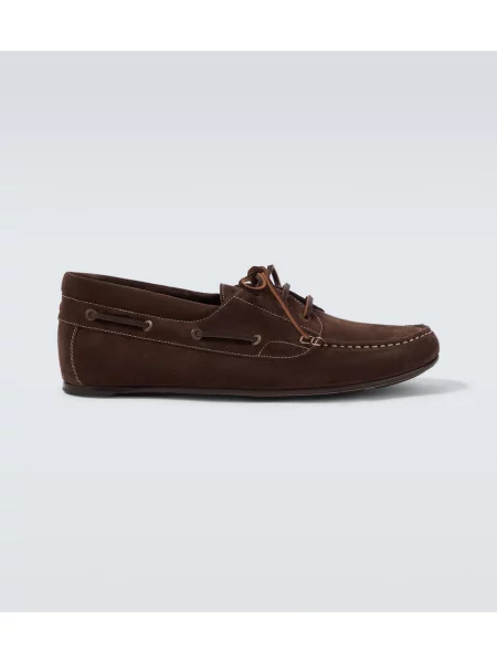 Pantofi loafer Manolo Blahnik din piele de căprioară maro