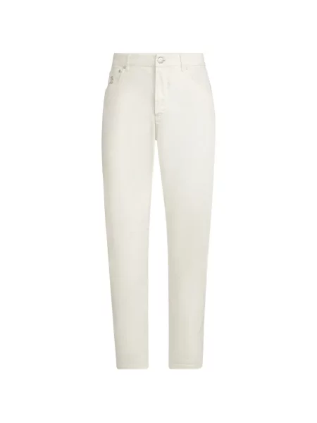 Blugi Brunello Cucinelli cu 5 buzunare alb