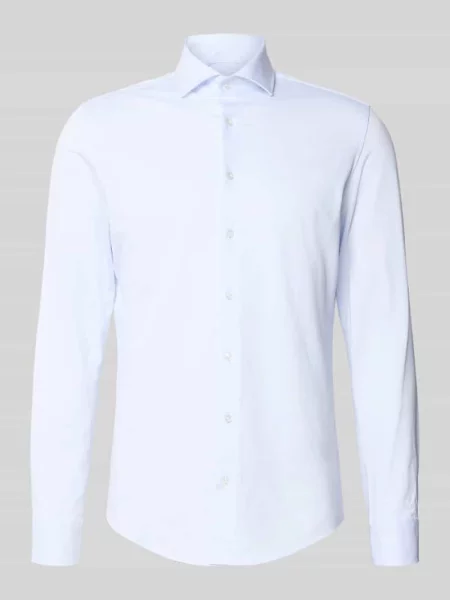 Koszula biznesowa o kroju slim fit z fakturowanym wzorem Seidensticker błękitna
