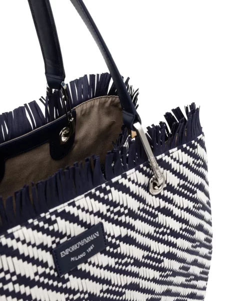 Τσάντα Emporio Armani με κρόσσια μπλε