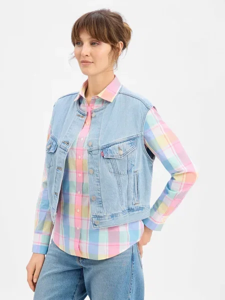 Levi's kamizelka dżinsowa Kobiety jednolity S niebieski
