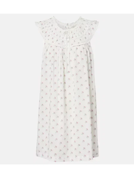 Rochie Dôen cu broderie cu model floral alb