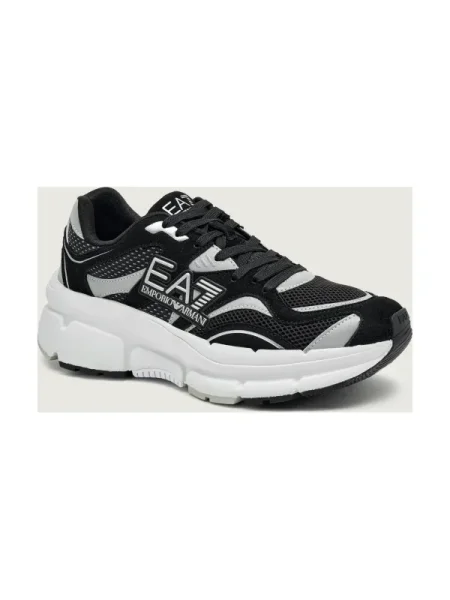 Sneakers cu adaos de piele negru