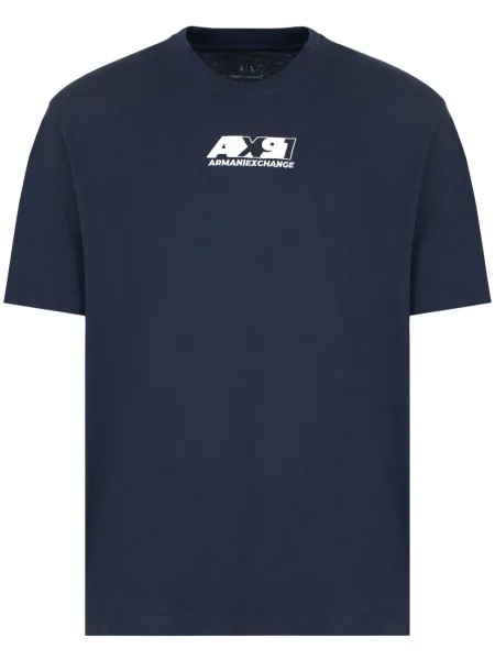 Tricou Armani Exchange cu broderie albastru