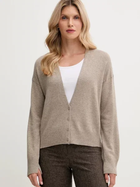 United Colors of Benetton kardigan z dodatkiem wełny lekki beżowy