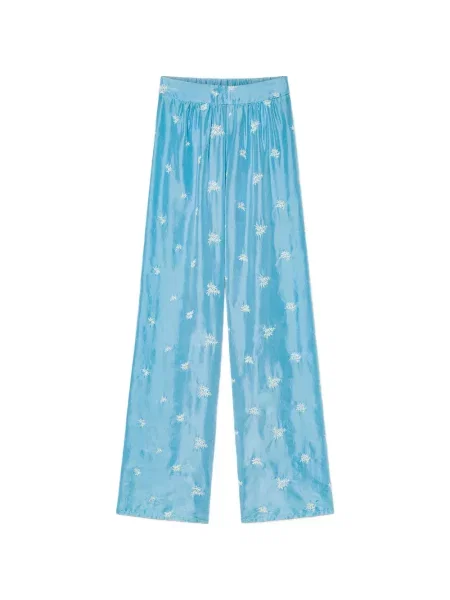 Pantaloni Forte_forte cu model floral albastru