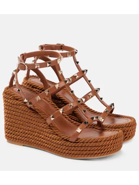 Espadrile Valentino Garavani din piele maro