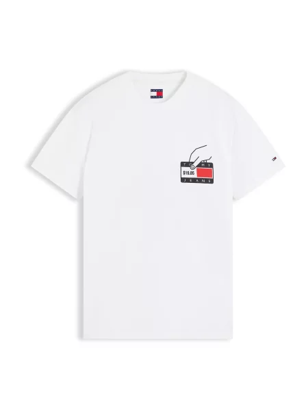 Tommy Jeans Tricou verde măr / roșu cireș / negru alb