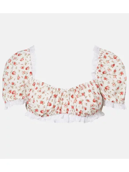 Top Dolce&gabbana cu model floral din dantelă alb