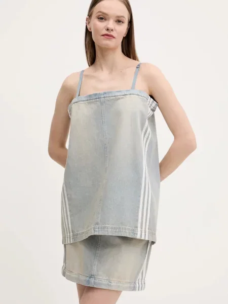 Rifľová sukňa adidas Originals DENIM ZIP SKIRT modrá