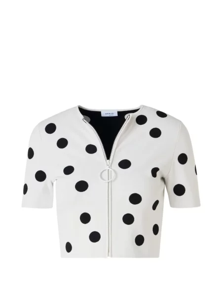 Decupat cardigan Akris Punto cu buline alb