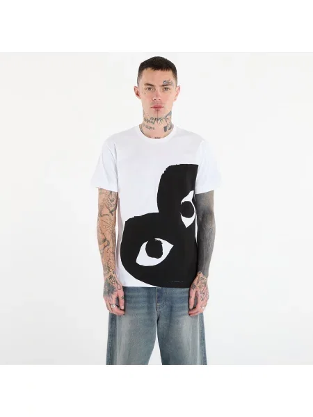 Футболка Comme Des Garcons Play с сердечками белая