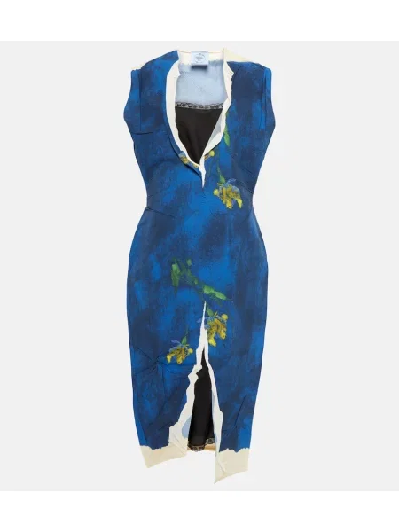 Sukienka midi Prada z nadrukiem do kolan garniturowa