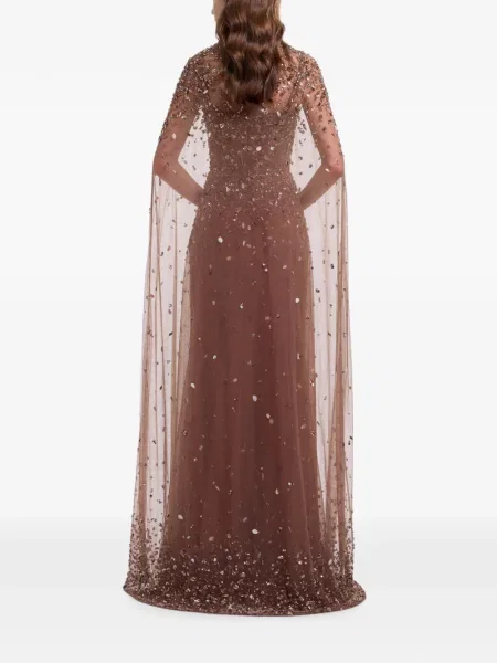 Siuvinėtas šilkinis striukė Elie Saab ruda
