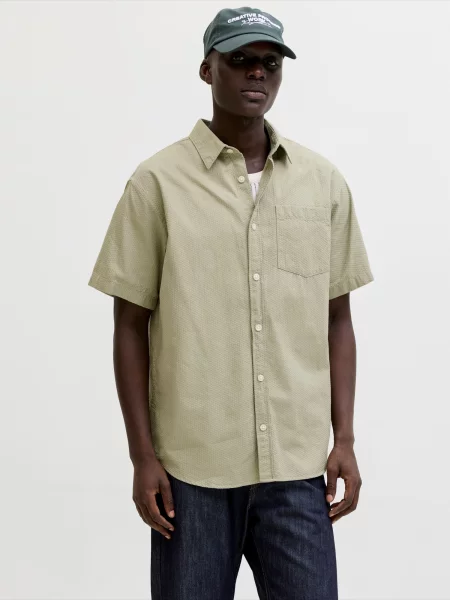 JACK & JONES Marškiniai JORNANTUCKET rusvai žalia