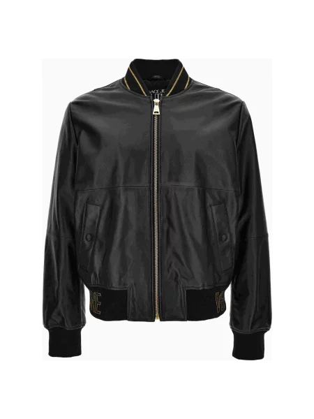 Kurtka jeansowa Versace Jeans Couture skórzana czarna