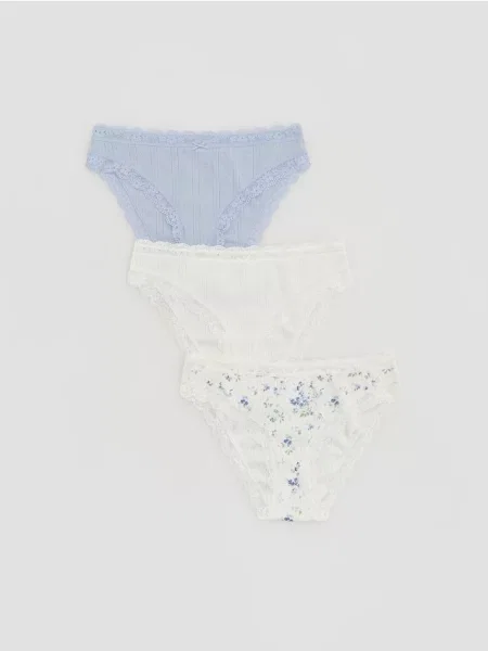 Reserved Set de 3 perechi de chiloți albastru-pal albastru