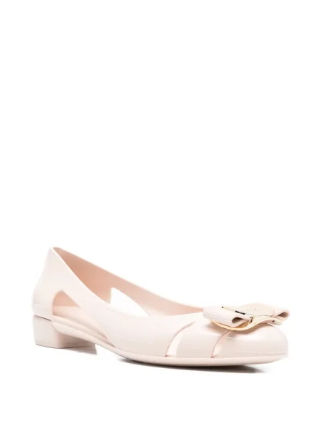 Pantofi cu toc Ferragamo cu funde fără toc roz