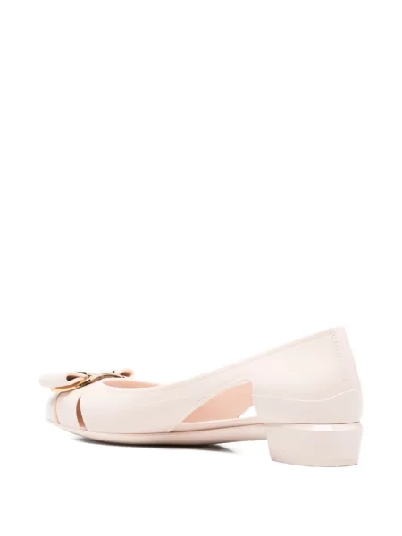 Pantofi cu toc Ferragamo cu funde fără toc roz