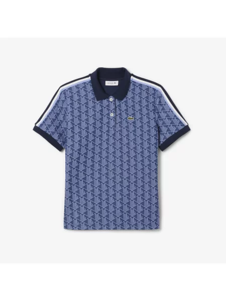 Lacoste Koszulka Polo O Dopasowanym Kroju Z Żakardowym Monogramem niebieska