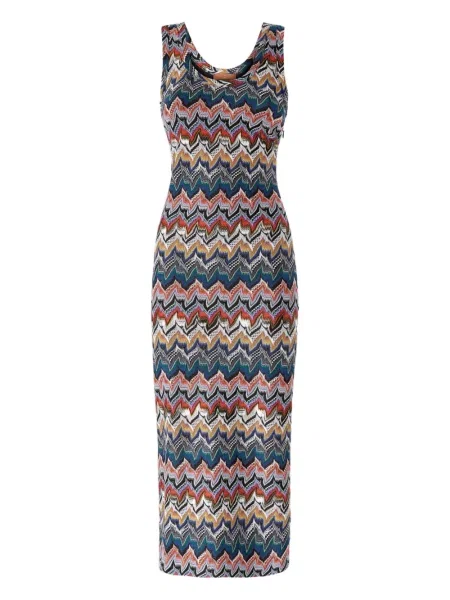 Rochie midi Missoni fără mâneci până la genunchi de costum albastru