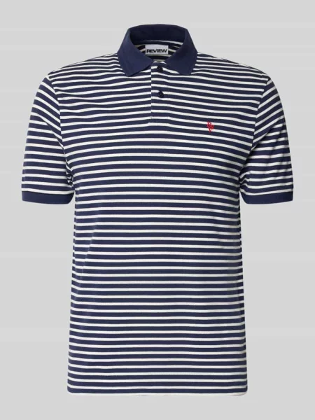 Koszulka polo o kroju slim fit z wyhaftowanym logo Review granatowa
