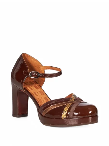Pantofi cu toc Chie Mihara din piele cu platformă maro