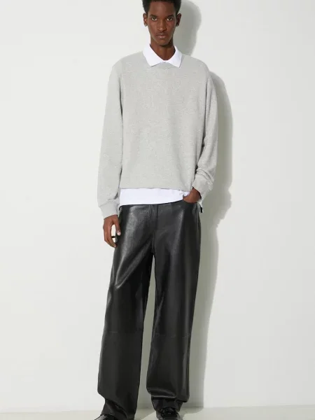 Кофта Woolrich Logo Script Crewneck однотонна сірий