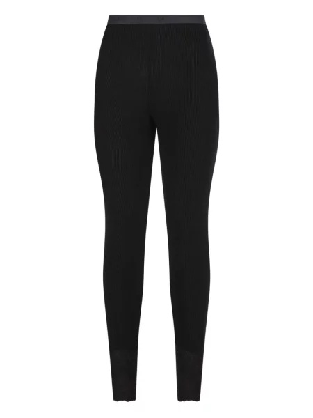 Legginsy Valentino Garavani koronkowe prążkowane czarne