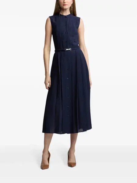 Cu centură rochie Ralph Lauren Collection fără mâneci albastru
