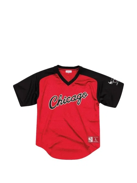 Tricou Mitchell & Ness cu decolteu în V plasă roșu