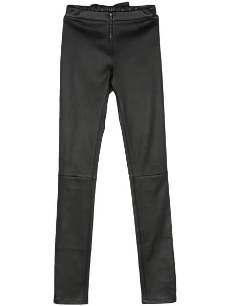 Skinny spodnie Manokhi skórzane czarne