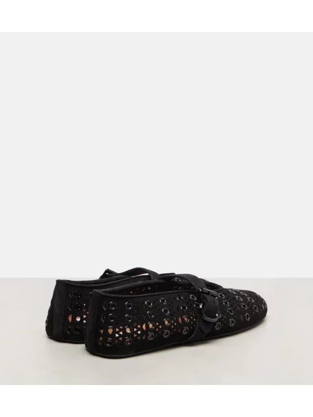 Balerini Alaïa din piele de căprioară negru